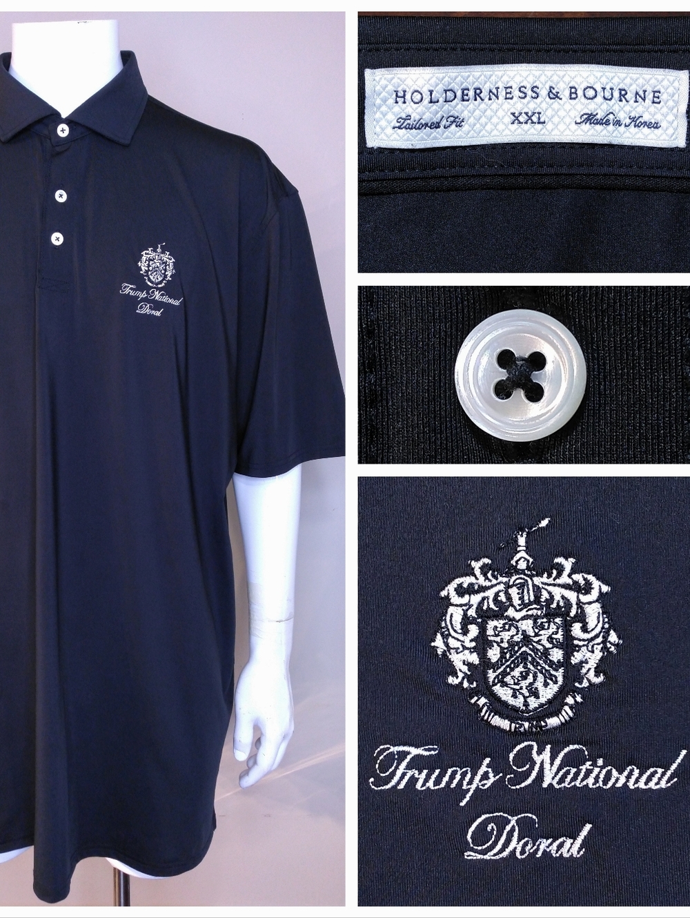 HOLDERNESS & BOURNE Polo Shirt XXL TRUMP NATIONAL DORAL Performance GOLF 2XL SS